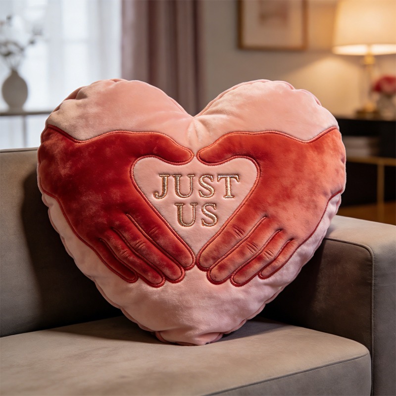 Personalized Hands Holding Heart Shape Pillow for Valentine's Day Gifts