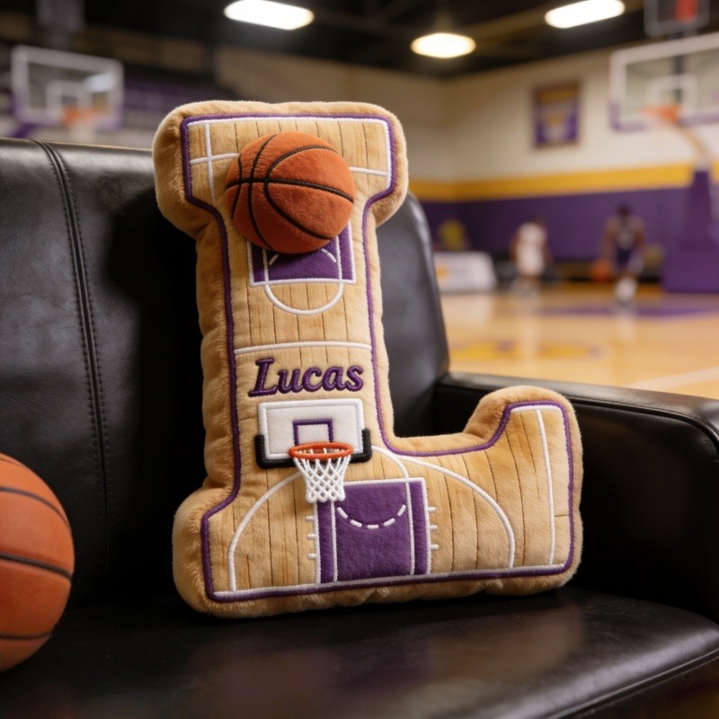 Personalized Basketball Initial Pillow With Name