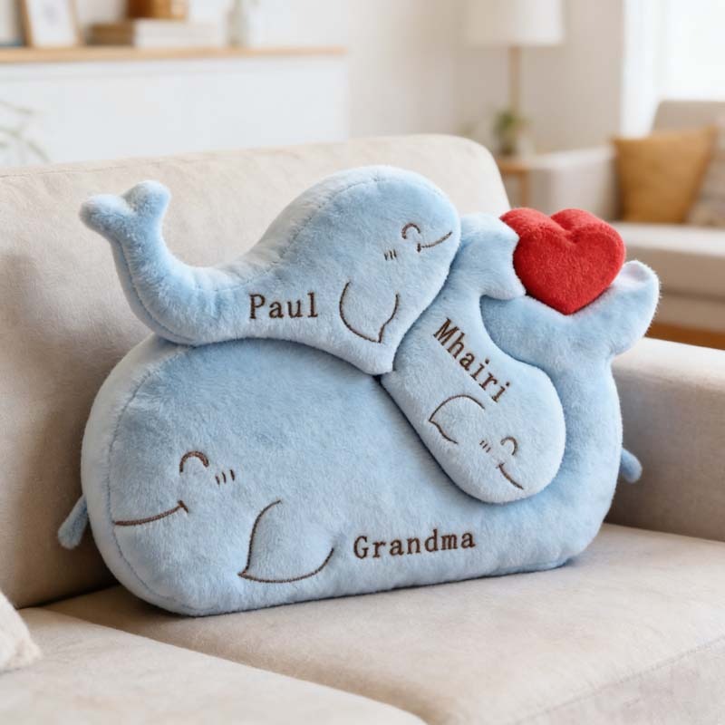 Personalized Whale Family Puzzle Pillow For Mother's Day