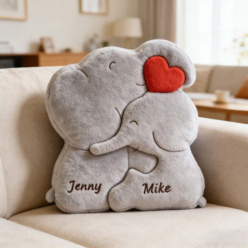 Personalized Elephant Family Puzzle Pillow for Mother's Day Gift