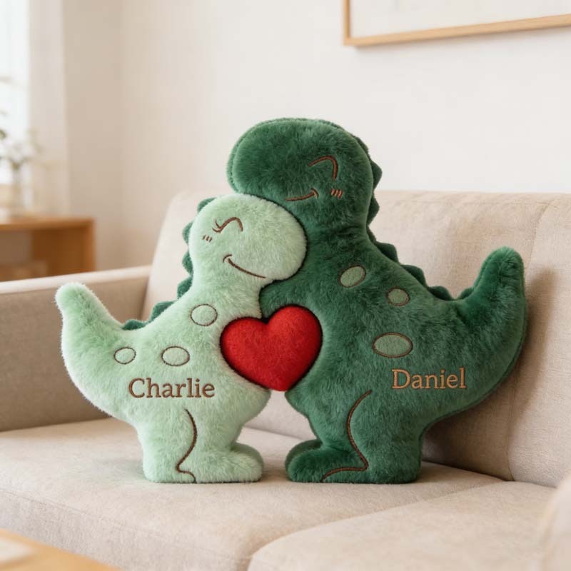 Personalized Dinosaur Family Puzzle Themed  Pillow  Mother's Day Gift