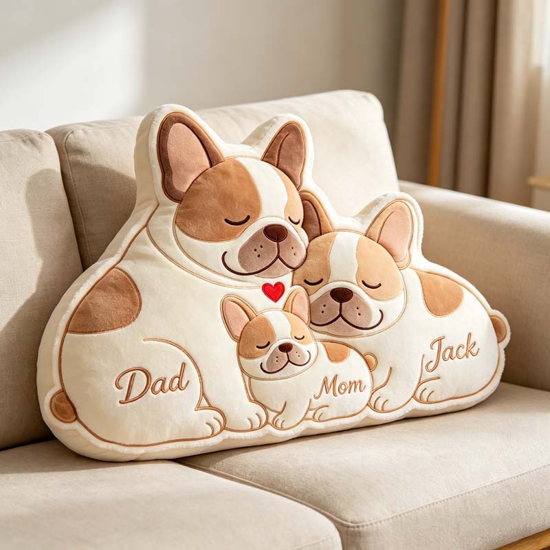 Personalized French Bulldog Family Patchwork Pillow