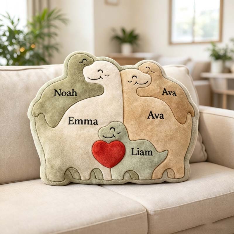 Personalized Dinosaur Puzzle Themed Name Throw Pillow for Mother's Day Gift