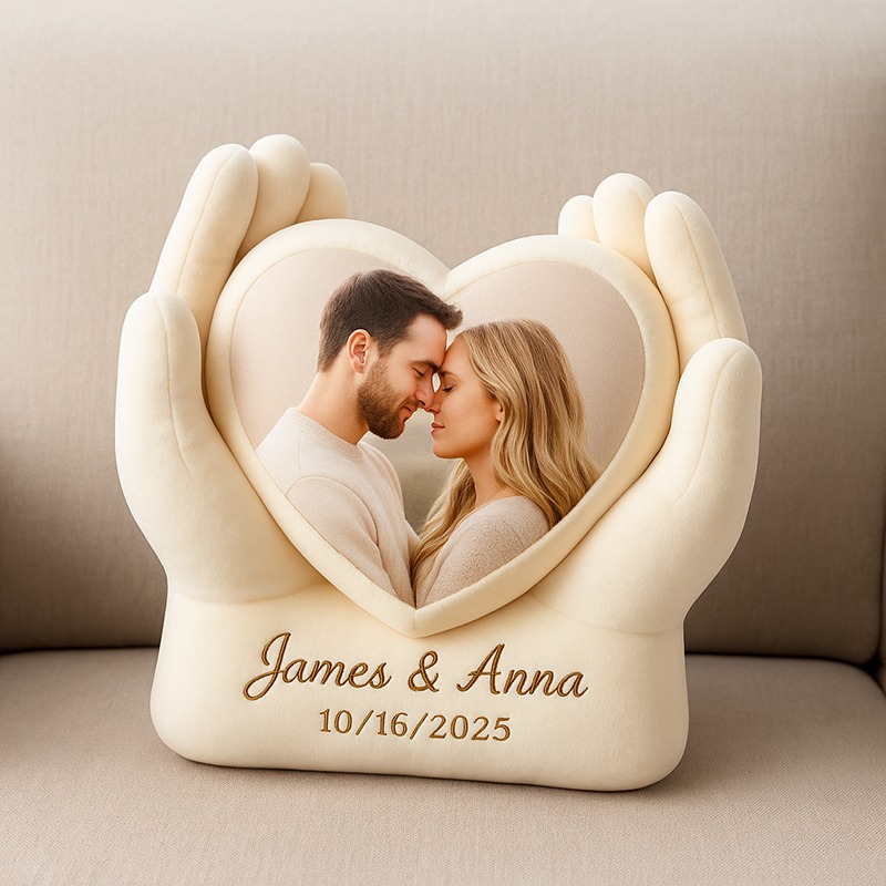 Personalized Couples Heart Shaped Photo Pillows for Valentine's Day Gift