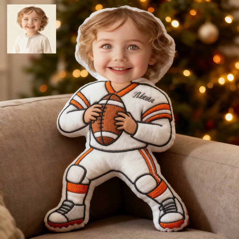 Personalized Football Player Photo Printed Pillow For Kids