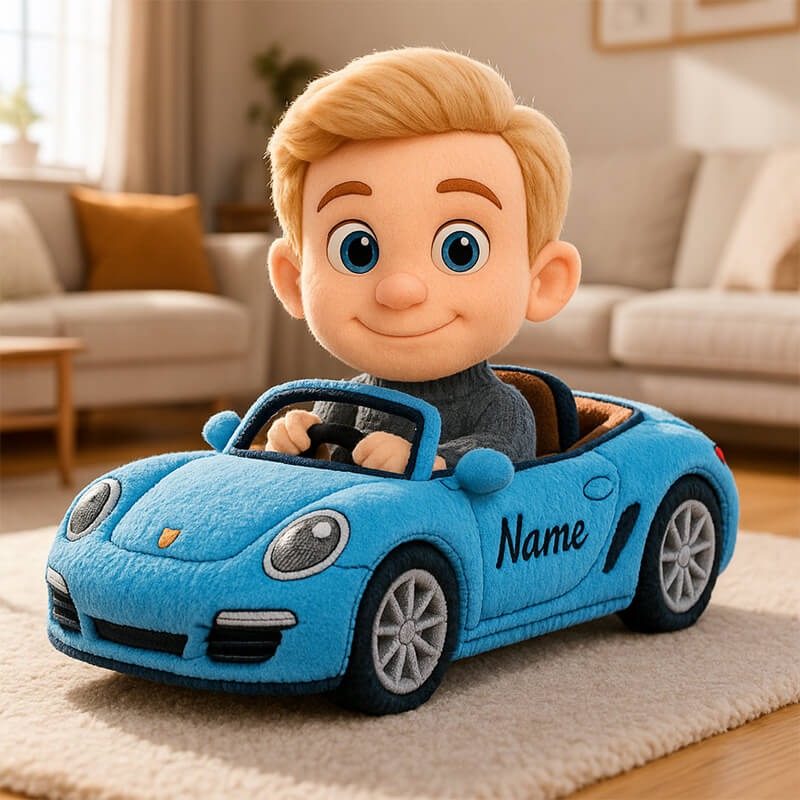 Personalized Pixar-style Convertible Sports Car 3D Printed Pillow For Dads&Grandpas Gift