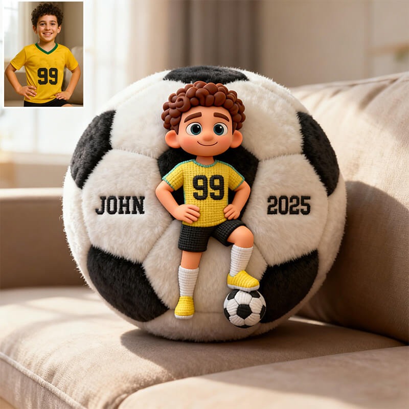 Personalized Soccer Player Pillow with Custom Name and Jersey Number