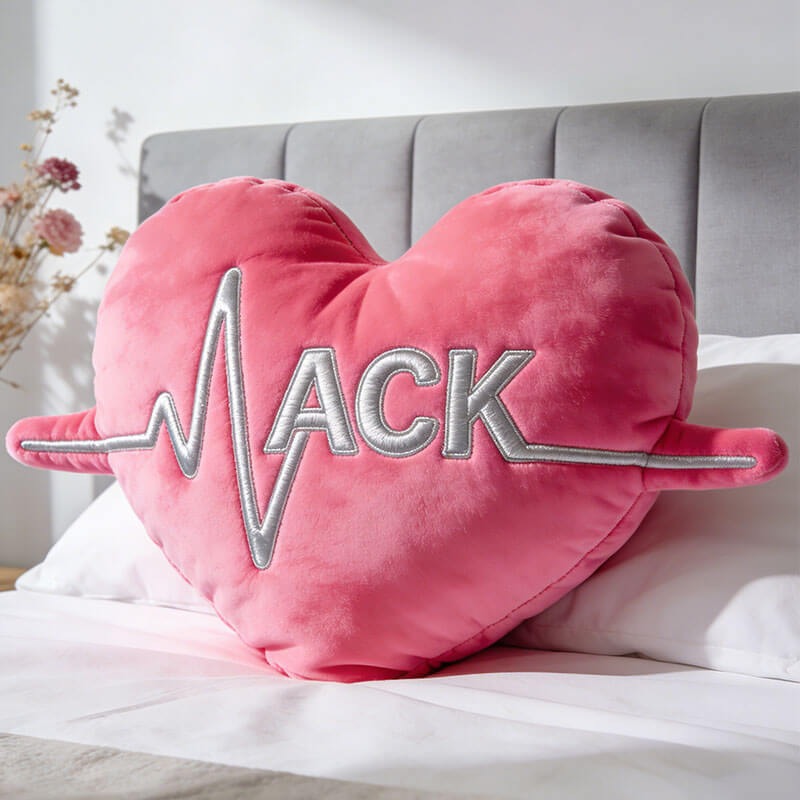 Personalized Heartbeat Waveform Shape Pillow for Valentine's Day Gifts
