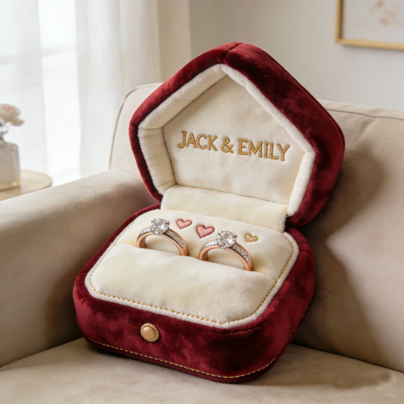Personalized Ring Box Themed Print Pillow for Valentine's Day Gifts