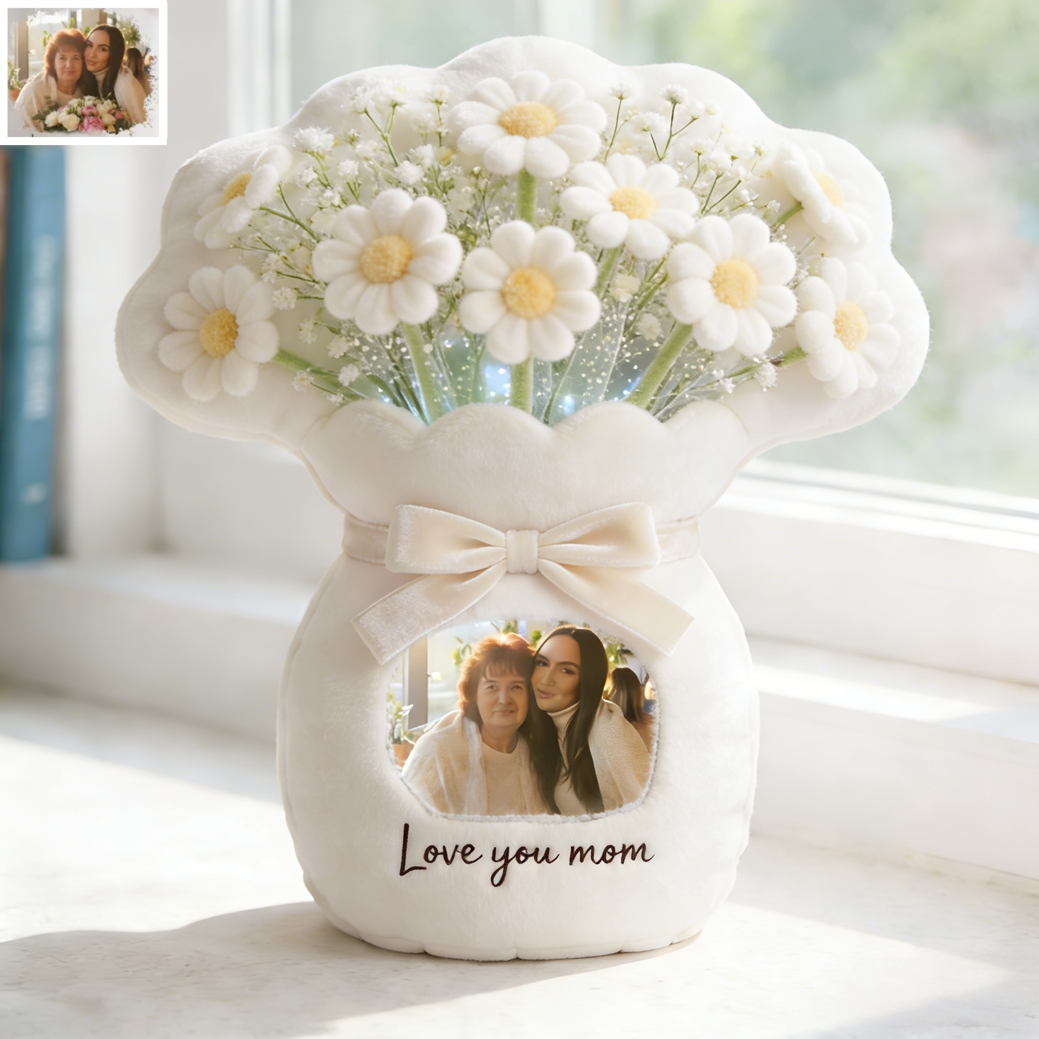 Personalized Vase Shaped Throw Pillow — A Custom Photo & Name Gift for Mom or Grandma