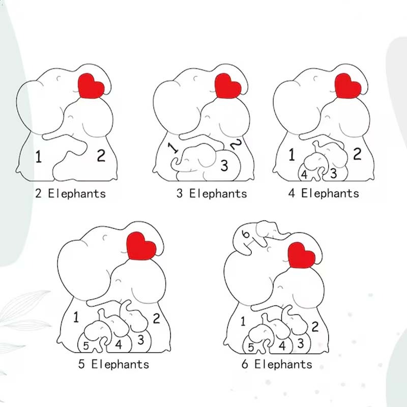 Personalized Elephant Family Puzzle Pillow for Mother's Day Gift