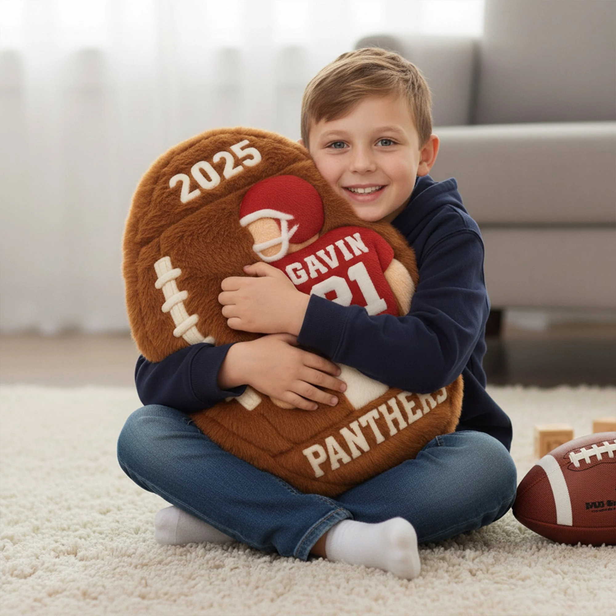 Personalized Football Print Pillow - Personalized Gifts For Kids