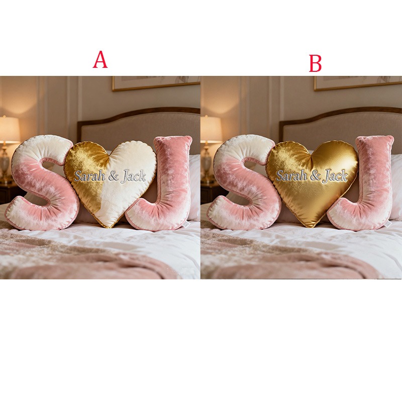 Personalized Couple's Initial Heart Shaped Pillow Sets for Valentine's Day Gift