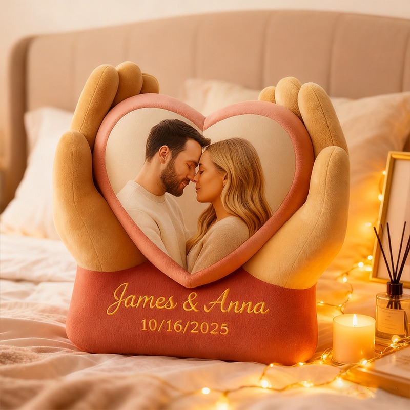 Personalized Couples Heart Shaped Photo Pillows for Valentine's Day Gift