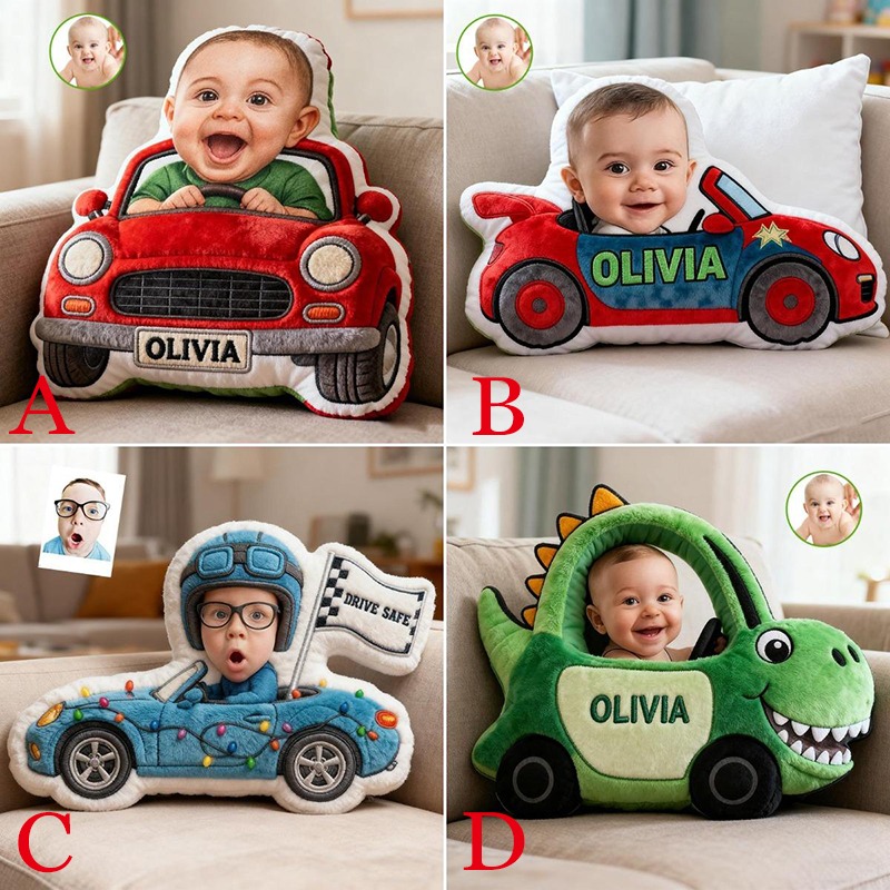 Personalized Baby Car Pattern 3D Printed Pillow For Newborn Gift