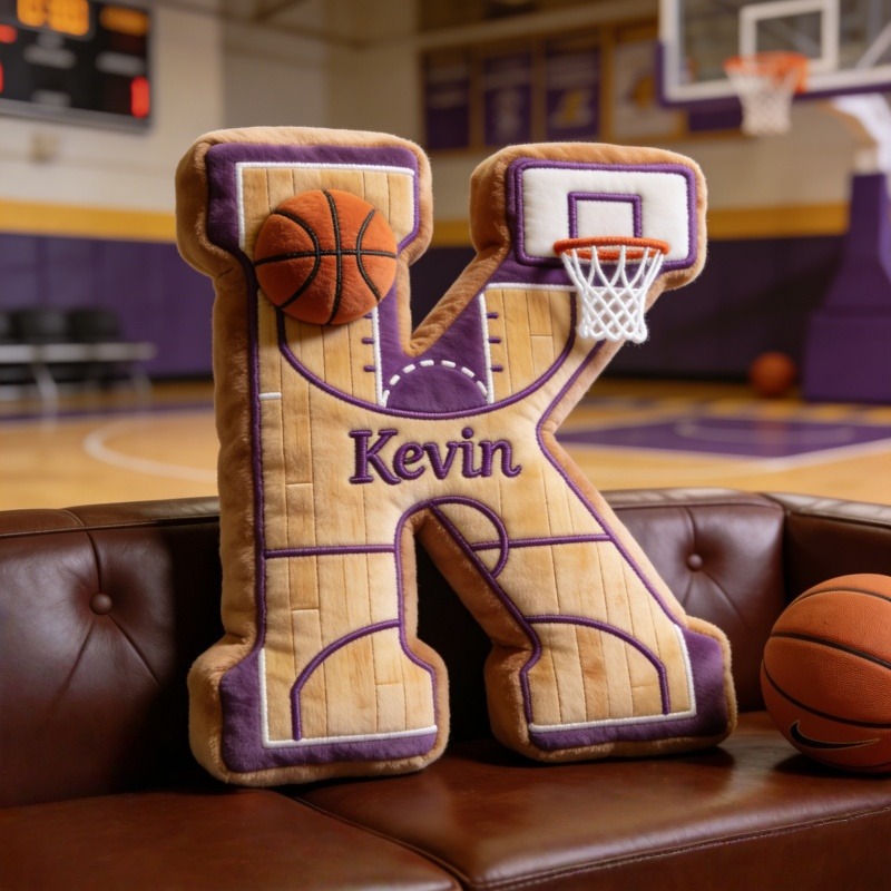 Personalized Basketball Initial Pillow With Name
