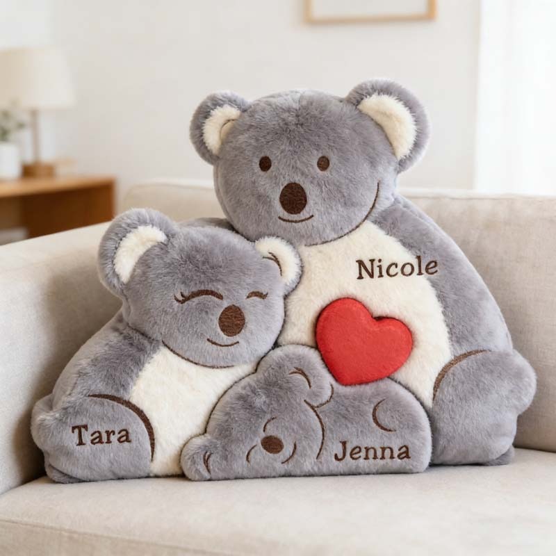 Personalized Koala Family Puzzle Themed Pillow for Mother's Day Gift