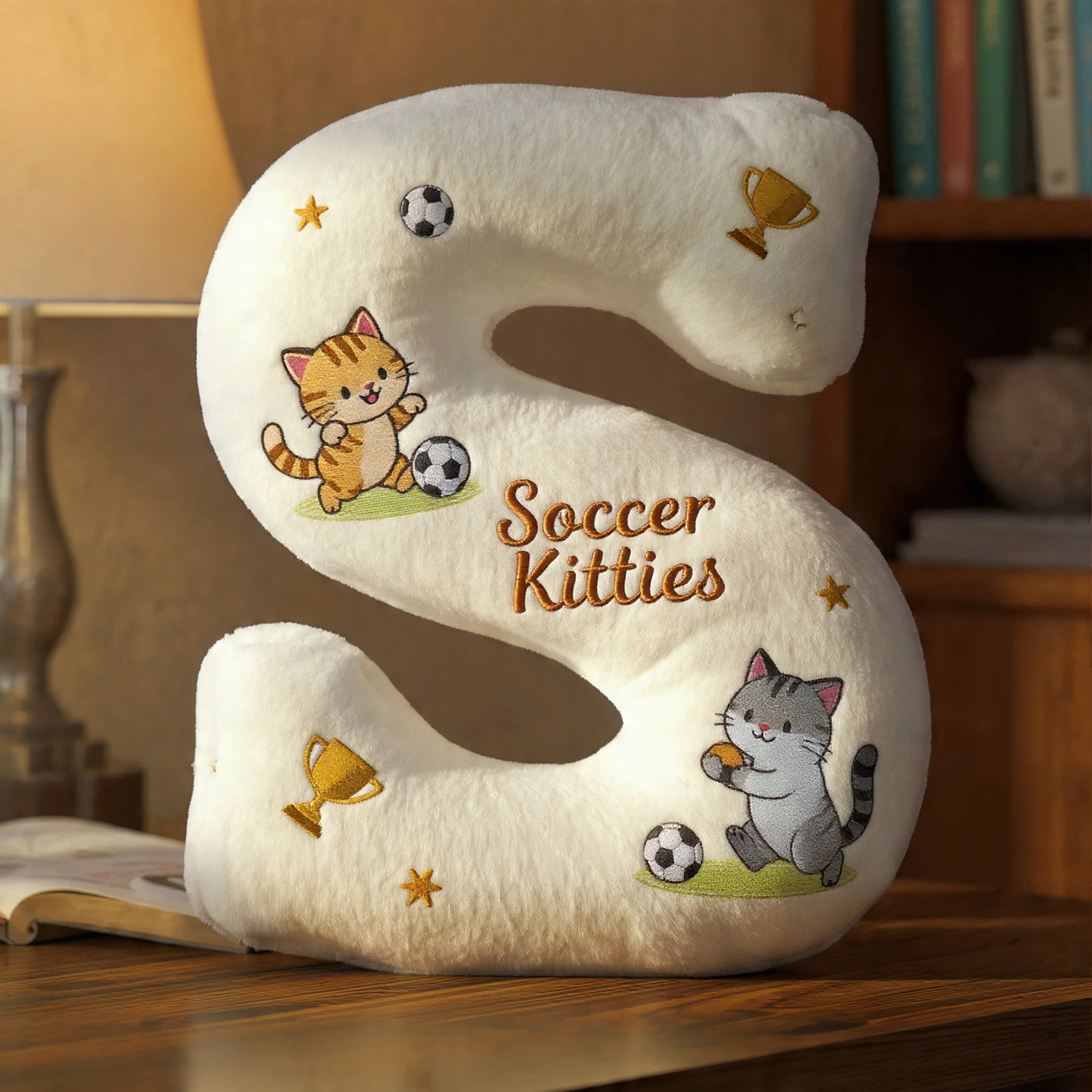 Personalized Graphic 3D Print Soccer Kitties Soccer Ball Letter Pillow For Kids