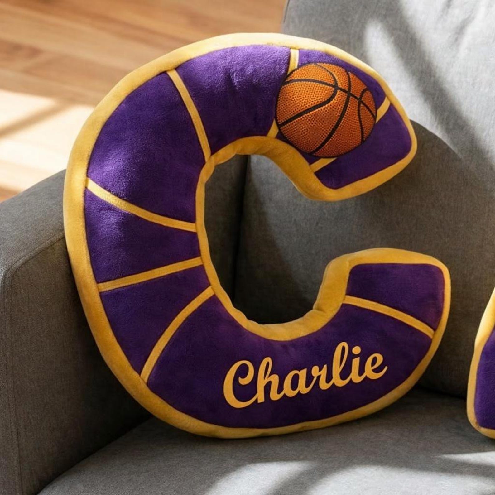 Personalized Letter Basketball Pillow with Name for Kids or Basketball Lovers