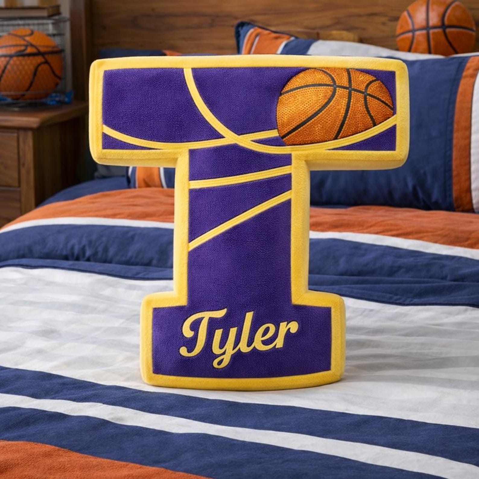 Personalized Letter Basketball Pillow with Name for Kids or Basketball Lovers