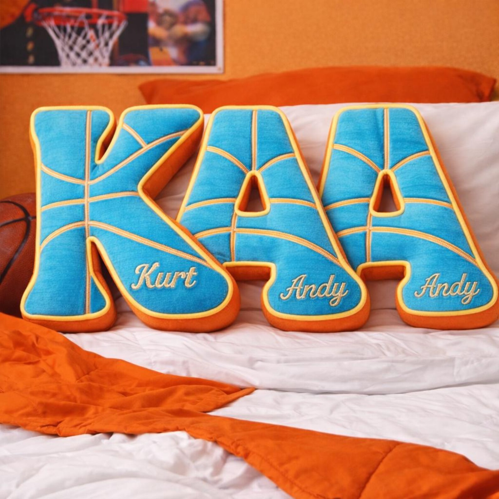 Personalized Basketball Letter Pillow with Name for Kids