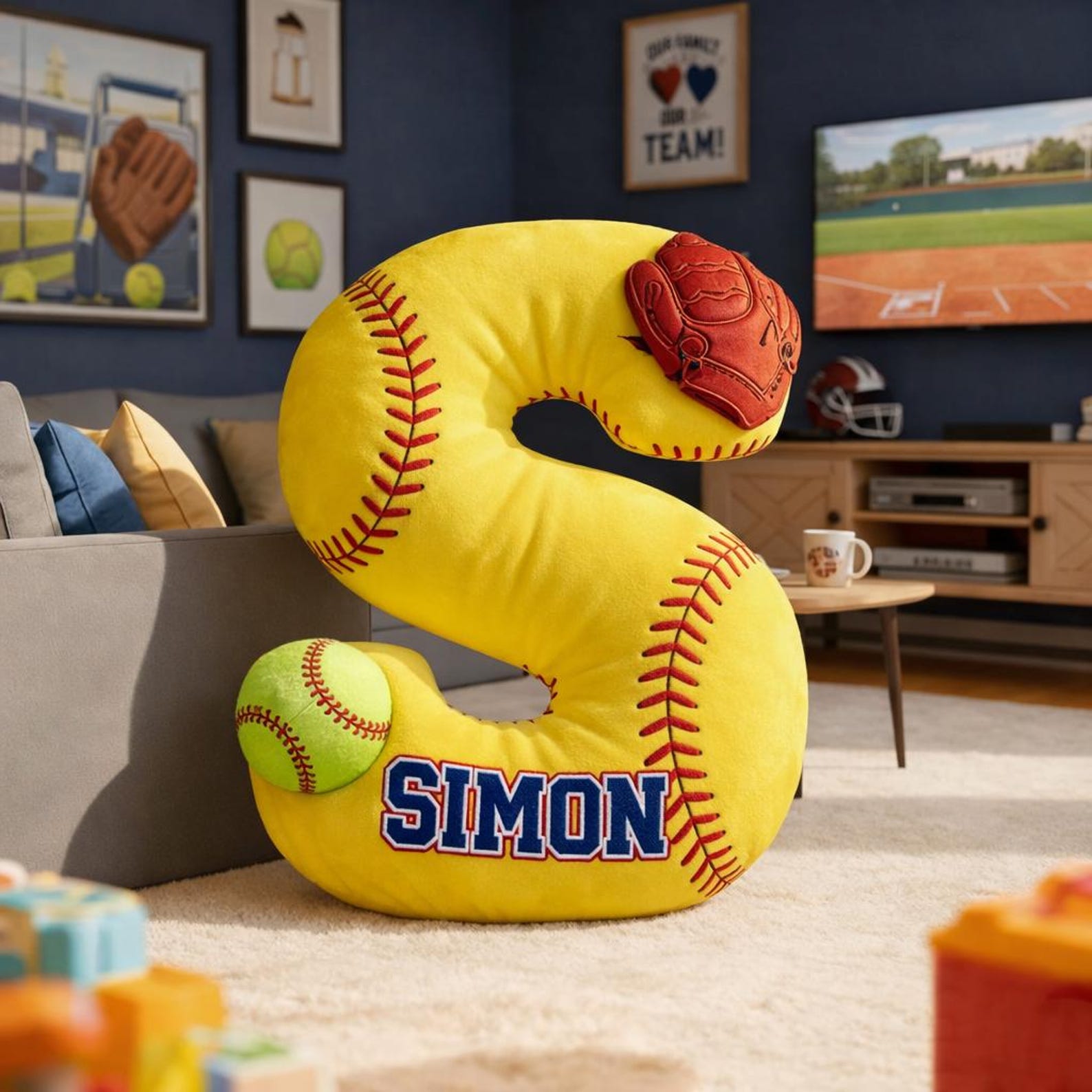 Personalized Letter Softball Pillow With Name For Softball Lovers