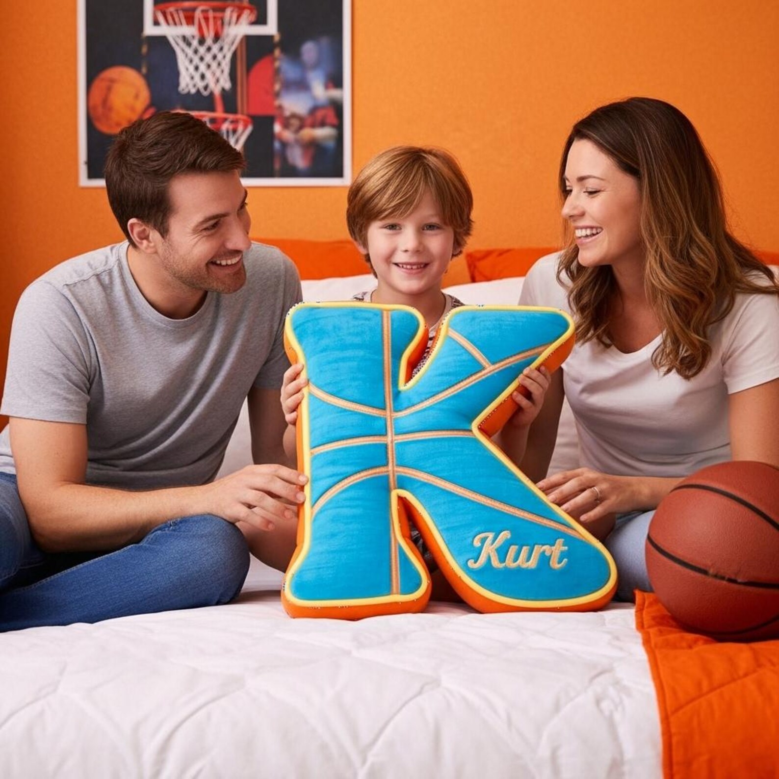 Personalized Basketball Letter Pillow with Name for Kids