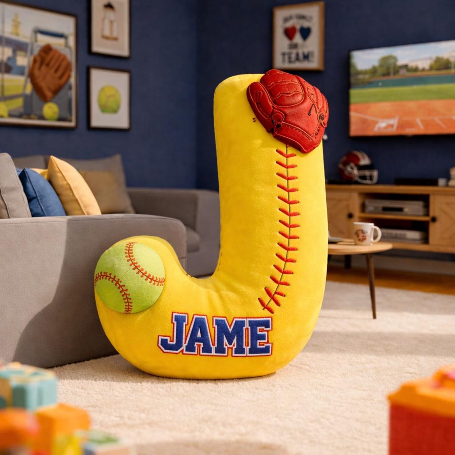 Personalized Letter Softball Pillow With Name For Softball Lovers