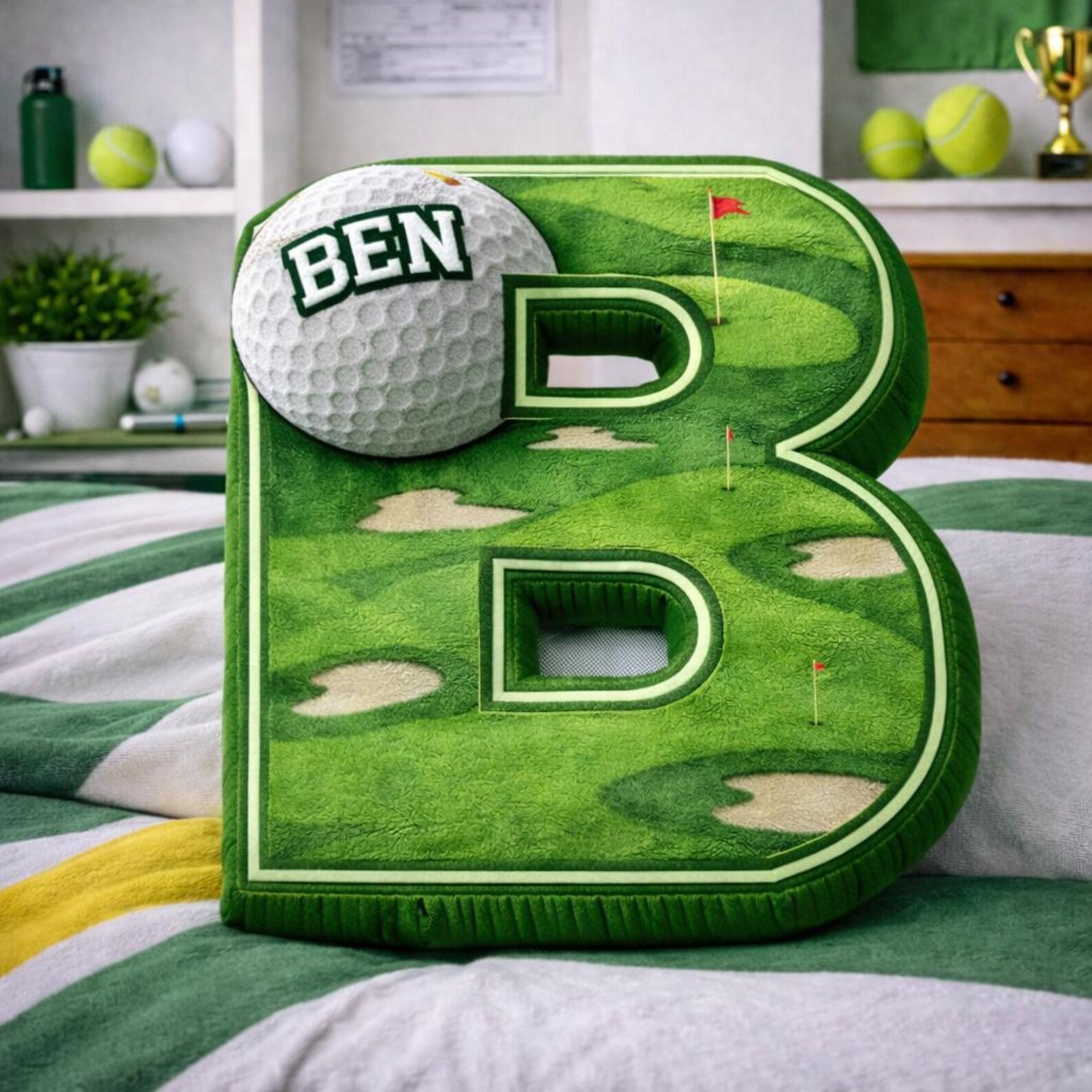 Personalized Golf Letter Pillow with Custom Name for Golf Enthusiast