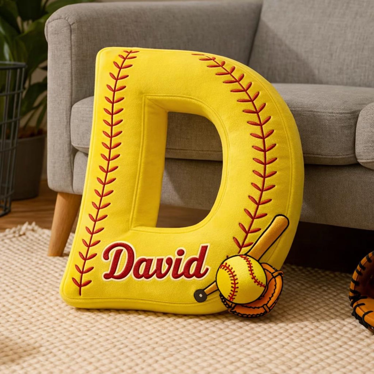Personalized Letter Softball Pillow With Name For Softball Fans