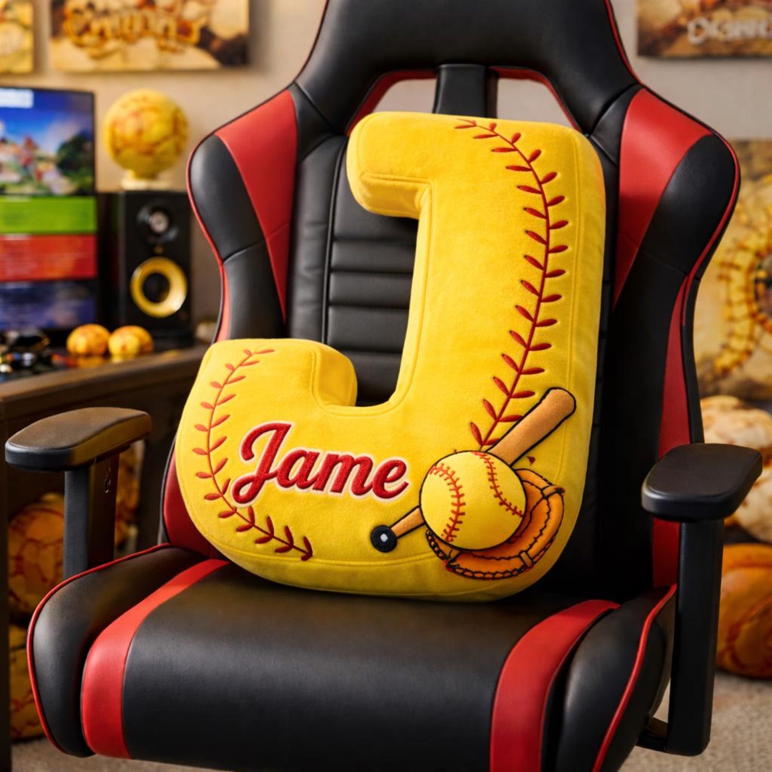 Personalized Letter Softball Pillow With Name For Softball Fans