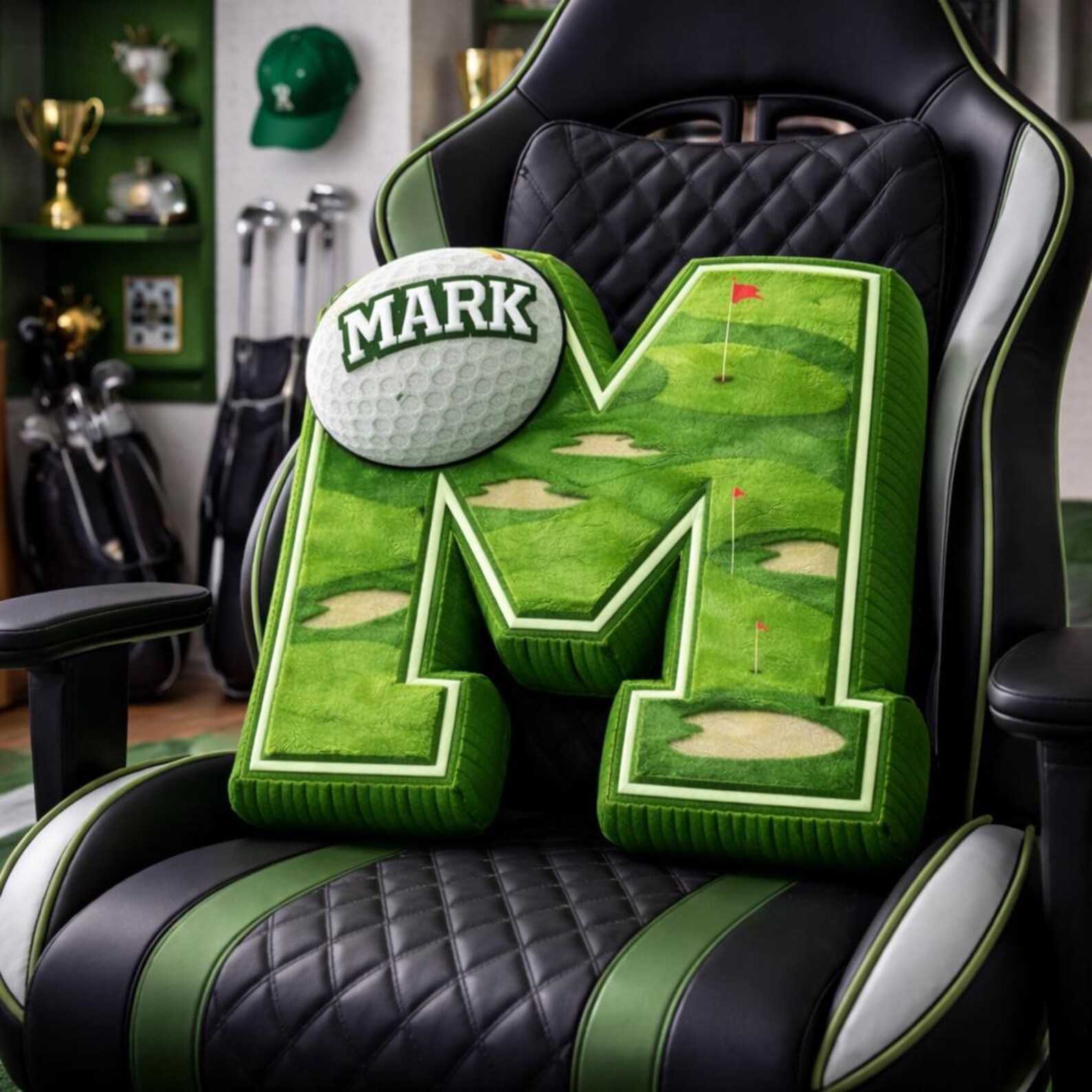 Personalized Golf Letter Pillow with Custom Name for Golf Enthusiast