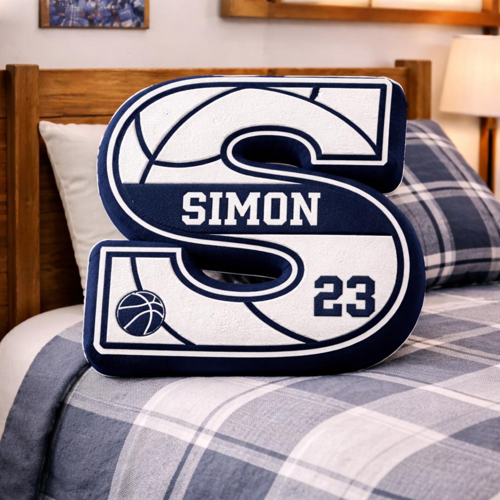 Personalized College Basketball Letter Pillow with Name&Number