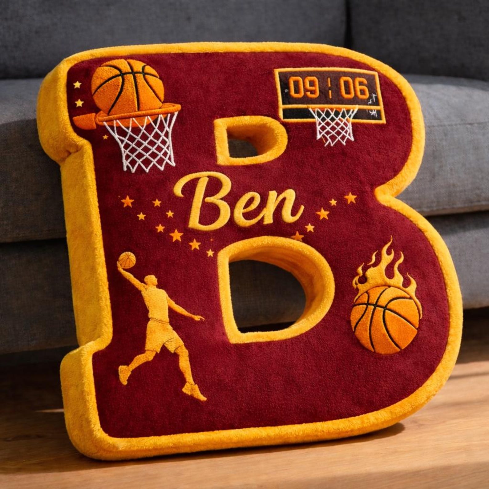 Personalized Letter Basketball Pillow with Name for Basketball Lovers
