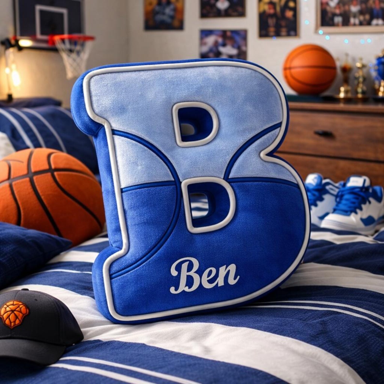 Personalized Basketball Letter Pillow with Name for Basketball Lovers