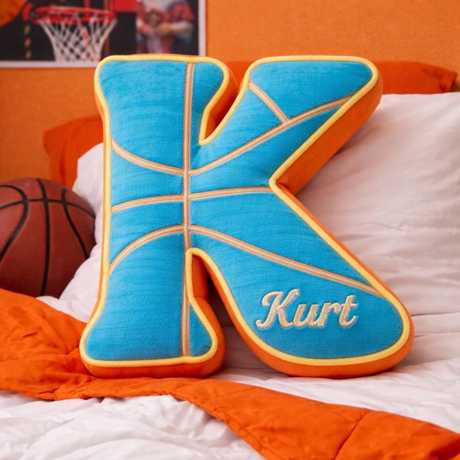 Personalized Basketball Letter Pillow with Name for Kids