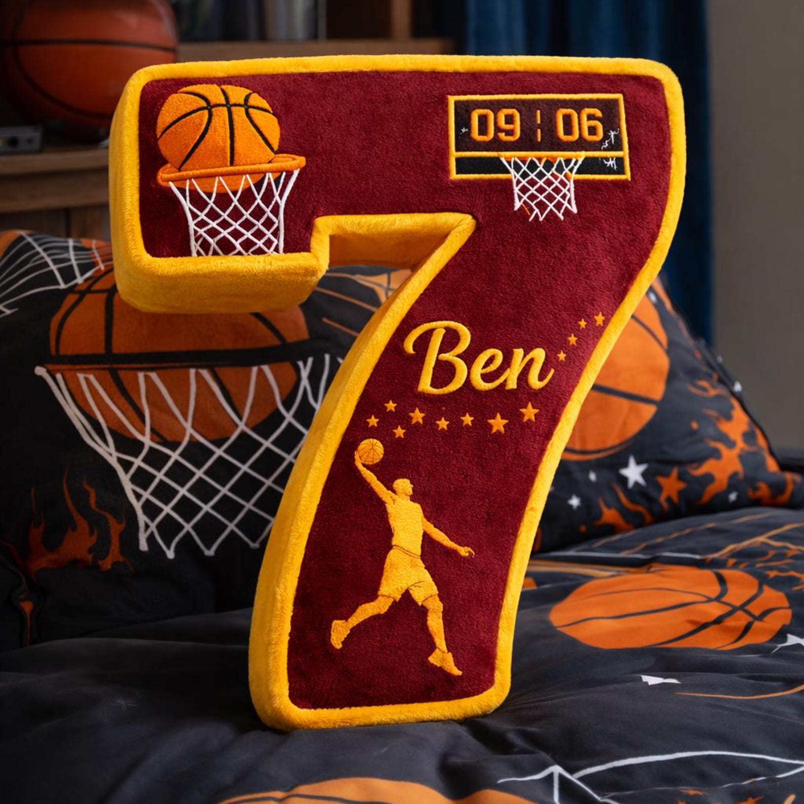Personalized Letter Basketball Pillow with Name for Basketball Lovers