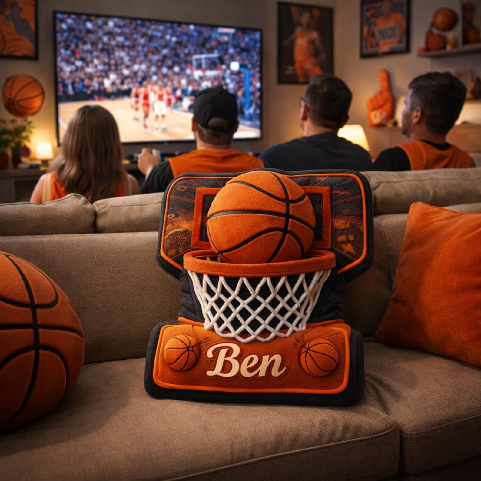Personalized 3D Basketball Hoop Pillow with Name for Basketball Lovers