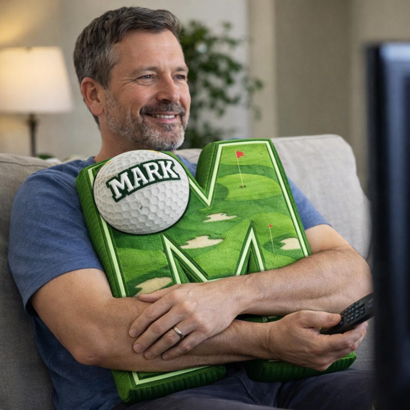 Personalized Golf Letter Pillow with Custom Name for Golf Enthusiast