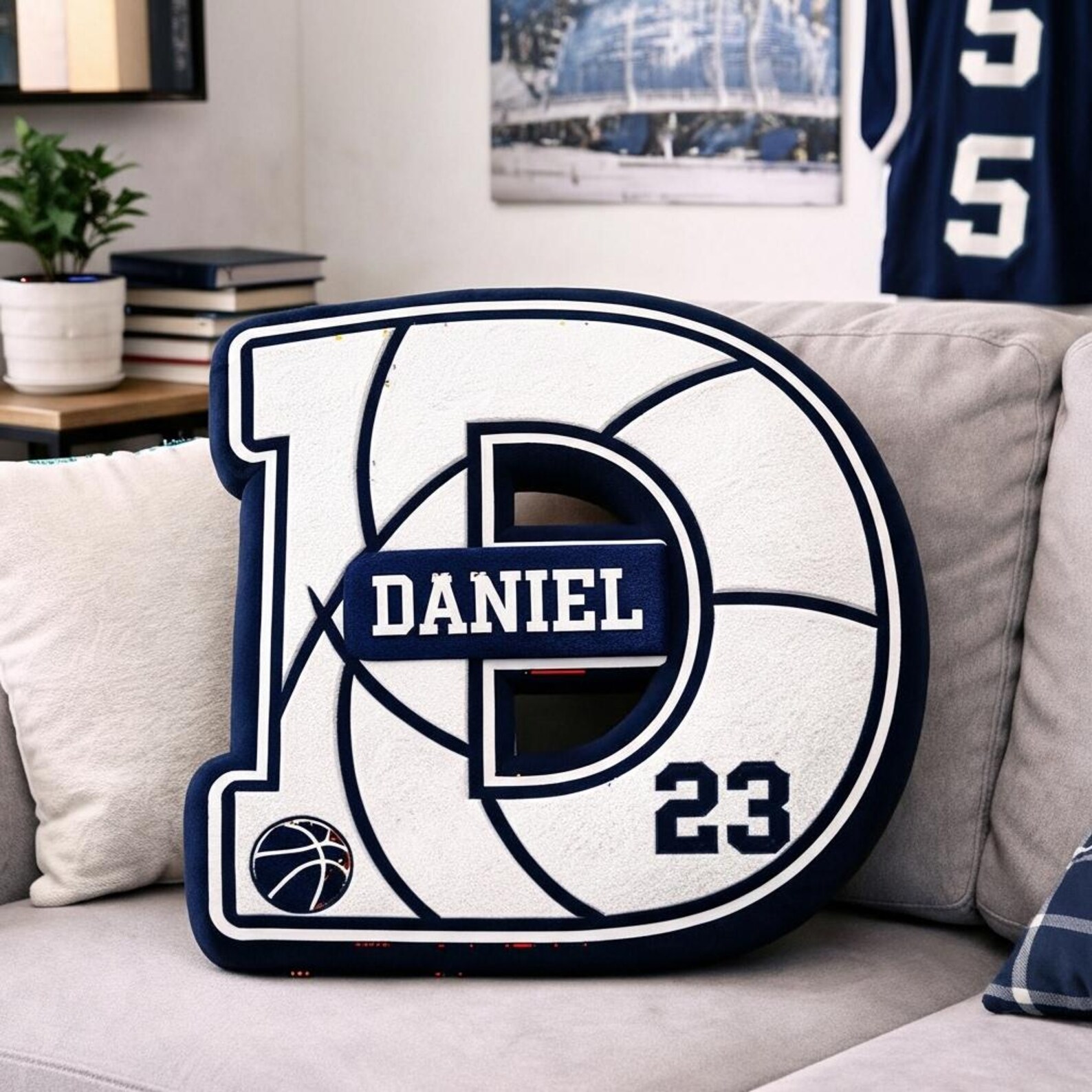 Personalized College Basketball Letter Pillow with Name&Number