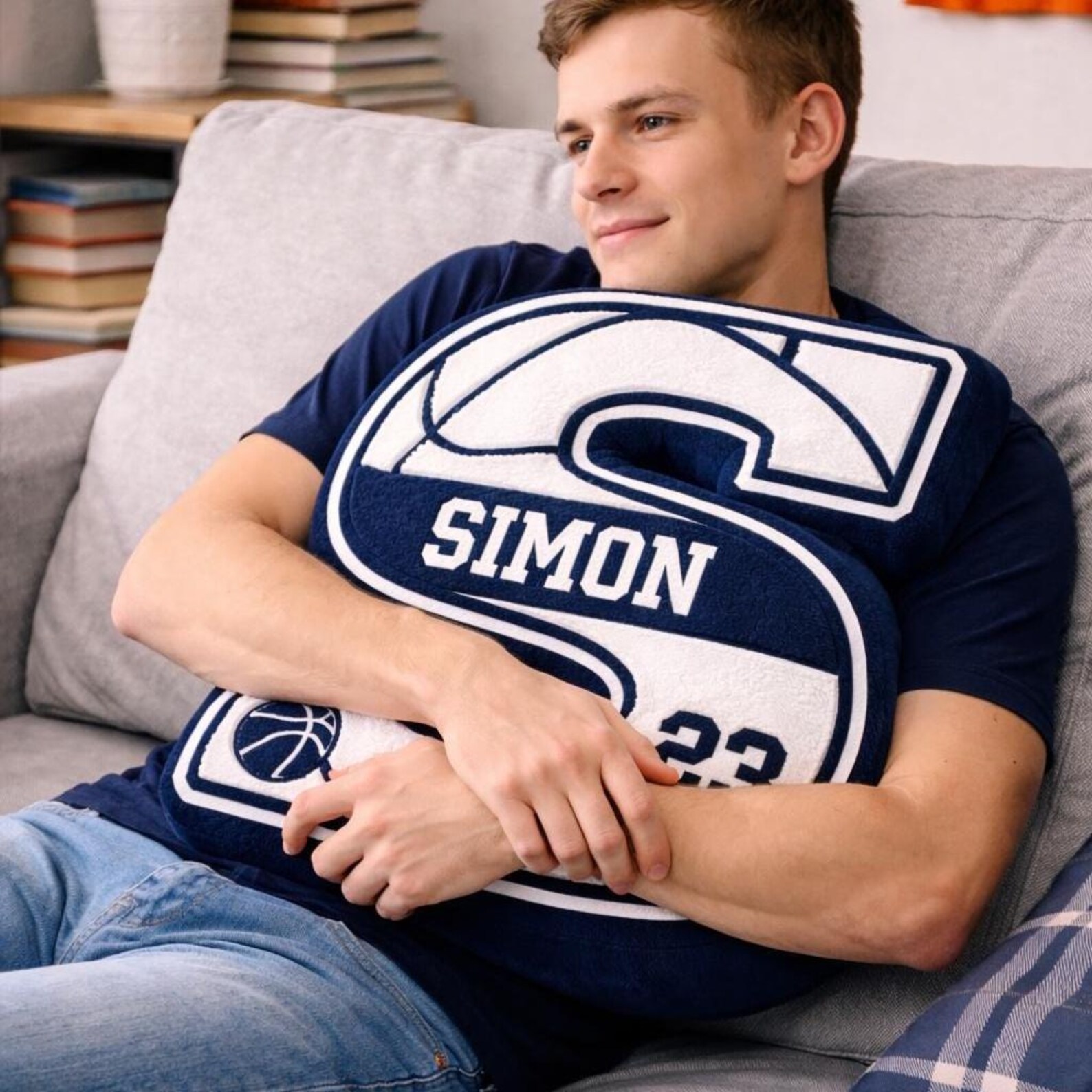 Personalized College Basketball Letter Pillow with Name&Number