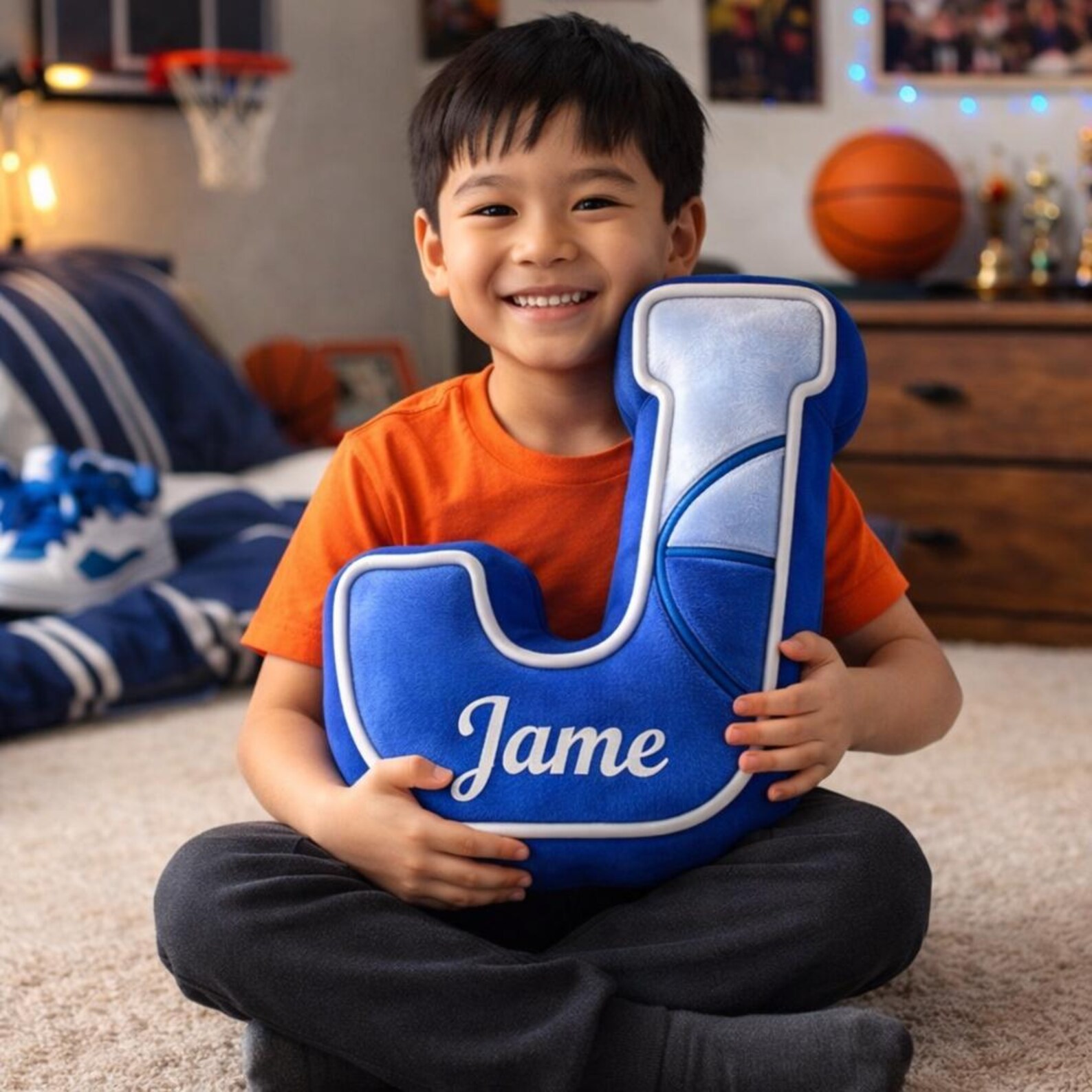 Personalized Basketball Letter Pillow with Name for Basketball Lovers
