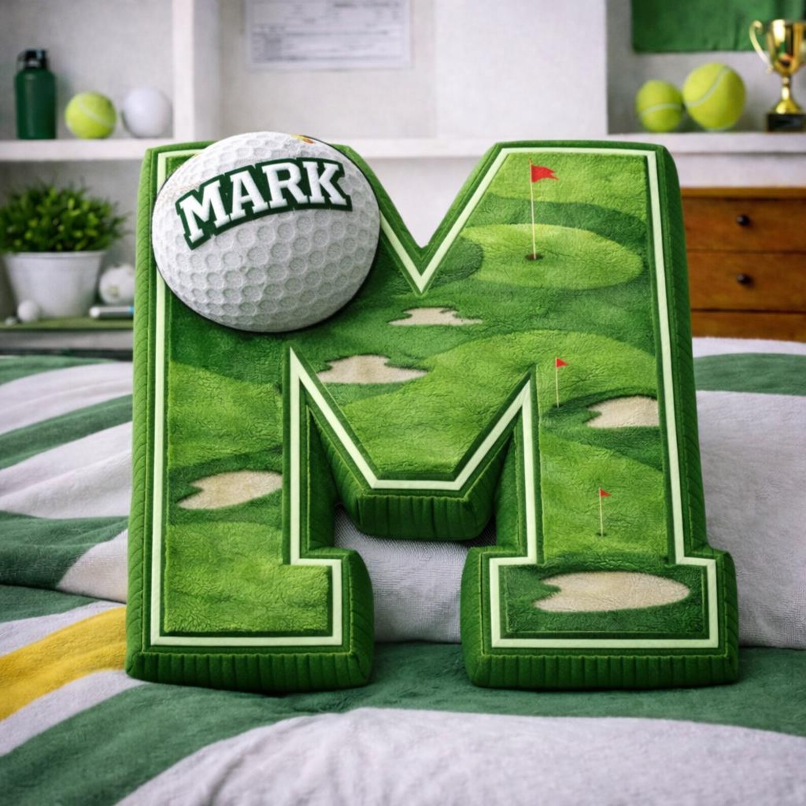 Personalized Golf Letter Pillow with Custom Name for Golf Enthusiast