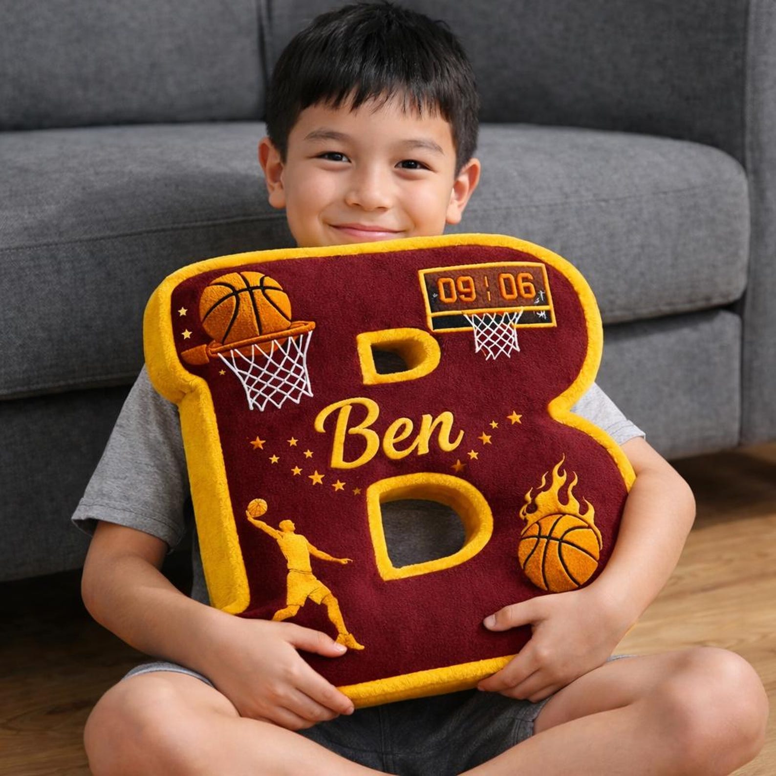 Personalized Letter Basketball Pillow with Name for Basketball Lovers