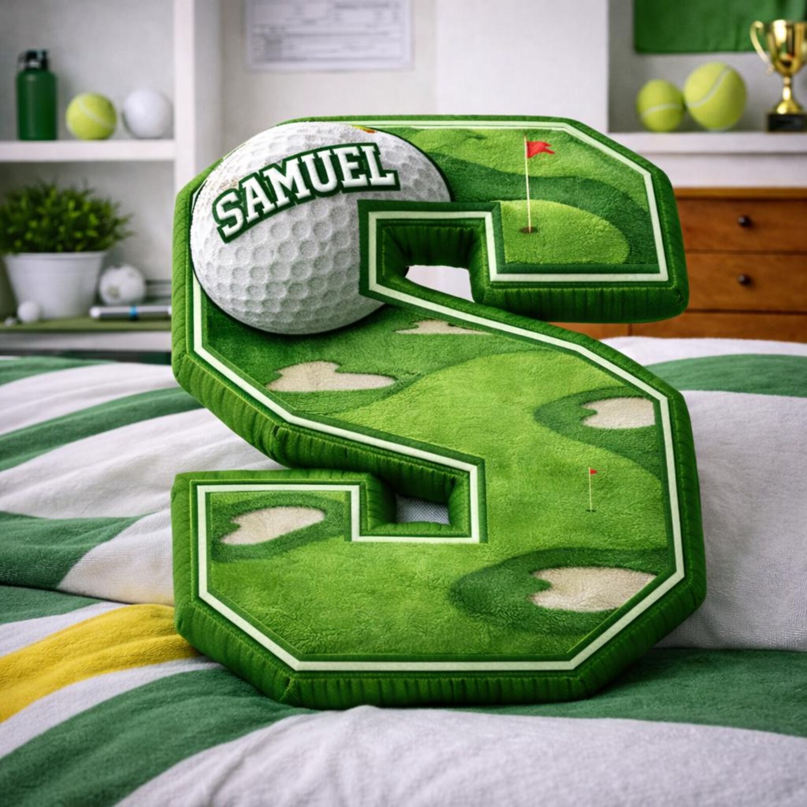 Personalized Golf Letter Pillow with Custom Name for Golf Enthusiast