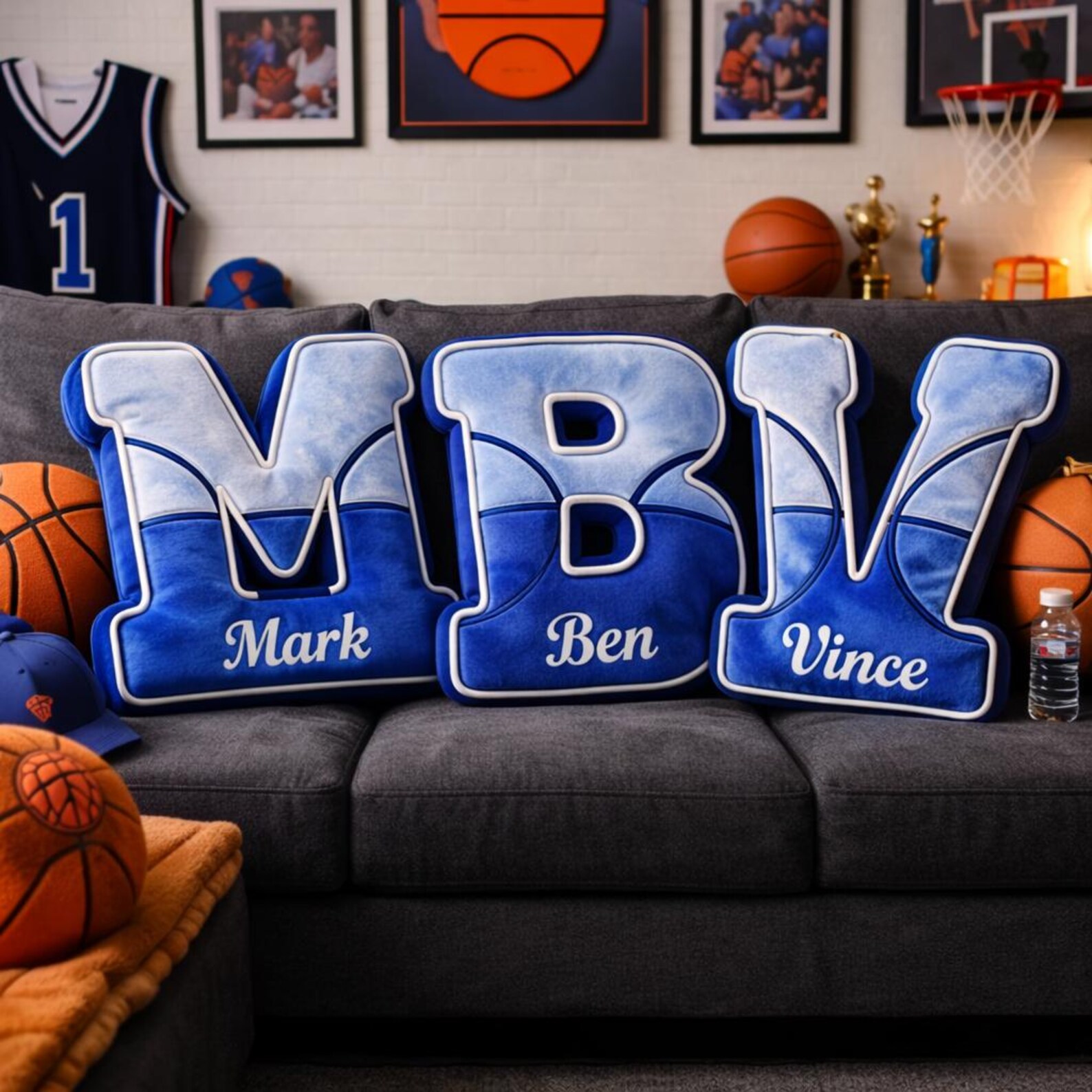 Personalized Basketball Letter Pillow with Name for Basketball Lovers