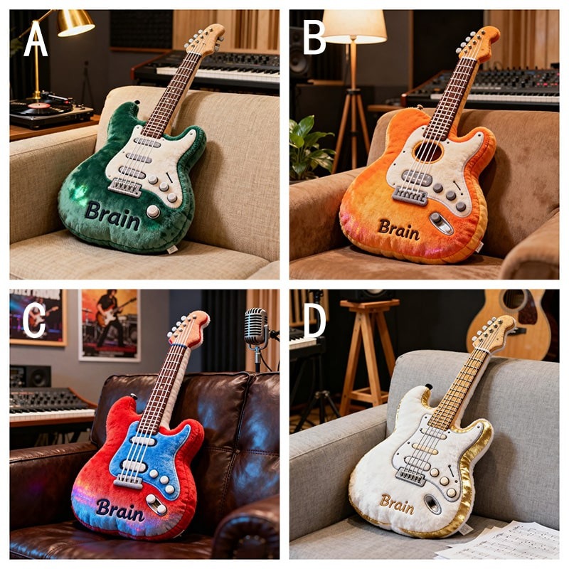 Personalized Printed Electric Guitar Pillow With Name ,Unique Gift for Music Lovers