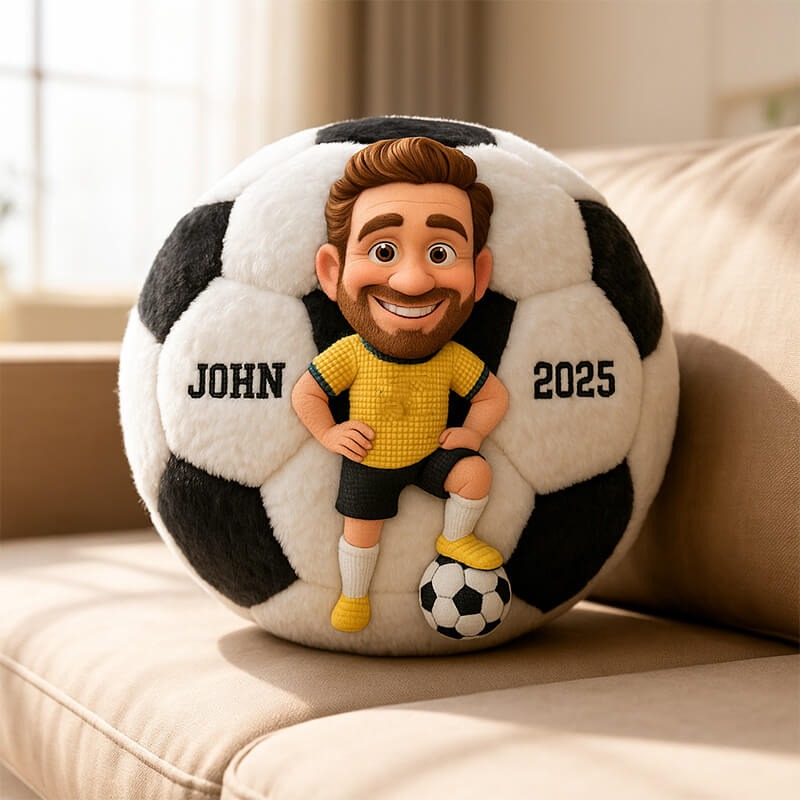 Personalized Soccer Player Pillow with Custom Name and Jersey Number