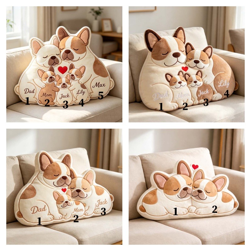 Personalized French Bulldog Family Patchwork Pillow
