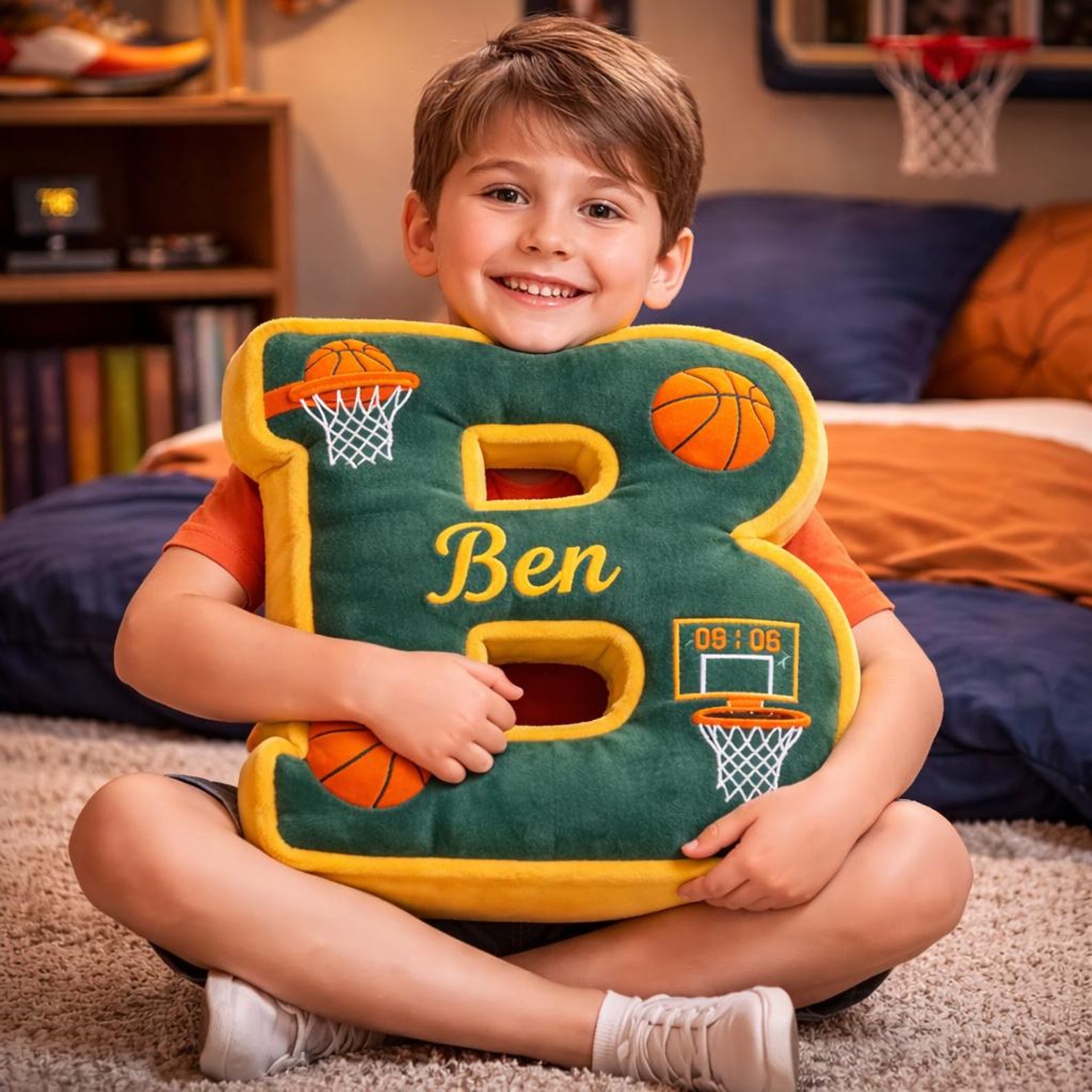 Personalized Letter Basketball Pillow with Name for Basketball Season Gift